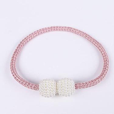 Imagem de Cinta de cortina de corda grossa com fivela de pérola sem instalação de cortina de corda de cortina acessórios de fivela magnética acessórios de cortina tiebacks, T5,1 Pçs