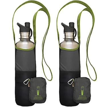 Imagem de ChicoBag Bolsa de transporte de garrafa de água reciclada com bolsa, calcário, pacote com 2