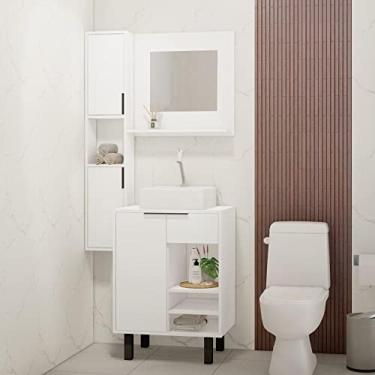 Imagem de Gabinete para Banheiro com Armário Suspenso e Espelheira Kira Estilare Branco