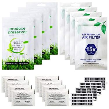 Imagem de Funmit Filtro de ar W10311524 AIR1 (pacote com 4) & W10346771A Preservador de produção de fluxo fresco (pacote com 8) Substituição para Geladeira Whirlpool