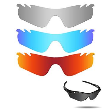 Imagem de Lentes de reposição polarizadas antiágua salgada Fiskr para Oakley RadarLock Path Ventilado Pacote com 3 pares, Metallic Silver & Fire Red & Ice Blue, 0