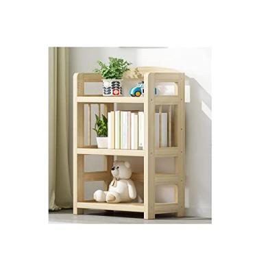 Imagem de KIZQYN Estante de livros para espaço estante aberta em pé com moldura, organizador de prateleira de armazenamento rústico para estante de sala de estar (tamanho: 1)