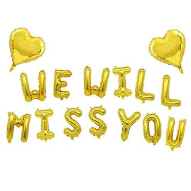 Imagem de AnnoDeel WE WILL MISS YOU Letter Balloons Banner, 16inch Gold We Will Miss You Letter Mylar Balloons Gold Heart Balloons for Going Away Goodbye Retirement Farewell Party Graduation Decorations