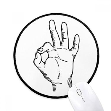 Imagem de Desenho de linha OK padrão de gestos mousepad desktop escritório tapete redondo para computador