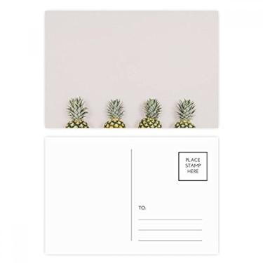 Imagem de Conjunto de cartão postal de parede branca com abacaxi e cartão de agradecimento de aniversário