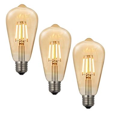 Imagem de Combo Kit com 3 Lâmpadas Luminária Filamento de LED ST64 4W 14cm 2200K