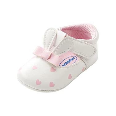 Imagem de Sapatos de lona infantil infantil infantil meninas coelho sola macia o chão descalço vestido antiderrapante (branco, 0-6 meses)