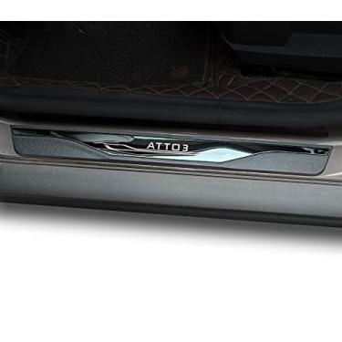 Imagem de GZBFTDH Protetor de proteção de desgaste de peitoril da porta do carro, para acessórios BYD ATTO 3, acabamento de placa de entrada de porta de aço