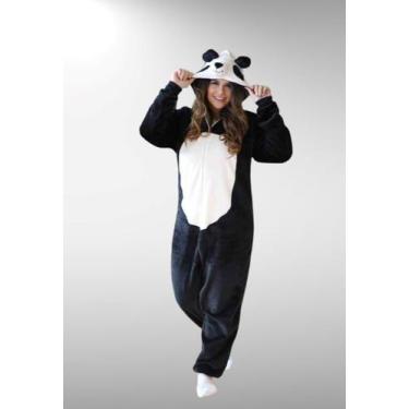 Imagem de Macacão Pijama Fleece Kigurumi Cia Da Malha Panda Unicórnio Adulto