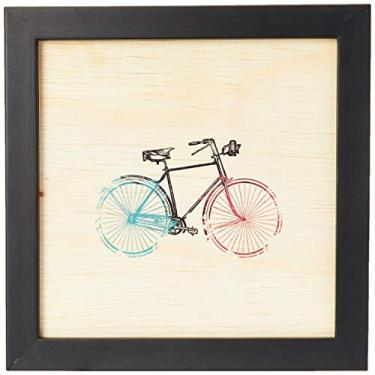 Imagem de Arte Maníacos Quadro Decorativo em Madeira Bike Fundo Branco - 32,5x23cm (Moldura caixa em laca preta)