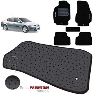 Imagem de Jogo de Tapete Carpete Tevic Pinado Compatível Com Renault Megane 2007 08 09 10 11 Impermeável Lavável Logo Bordado 5 Peças