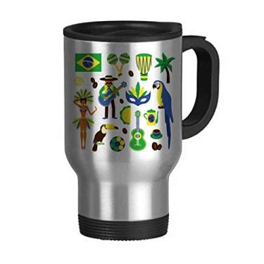 Imagem de Caneca de viagem de aço inoxidável para guitarra de papagaio de futebol no Brasil, copo de carro