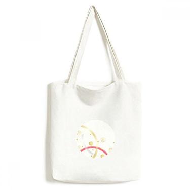 Imagem de Bolsa sacola de lona branca Sakura com estampa de flores geométricas bolsa de compras casual