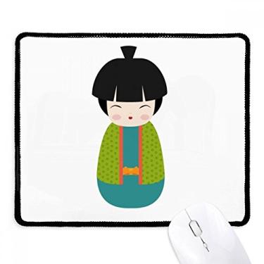 Imagem de Tapete de borracha para jogos Green Kimono Art Japan Mousepad com borda costurada