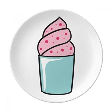 Imagem de Prato de sorvete rosa de porcelana decorativa salver louça de jantar