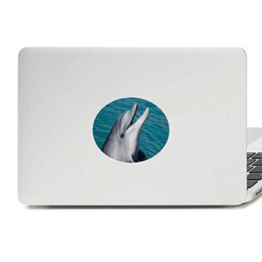 Imagem de Adesivo de vinil com estampa de golfinho da água do oceano, imagem da natureza com emblema para laptop