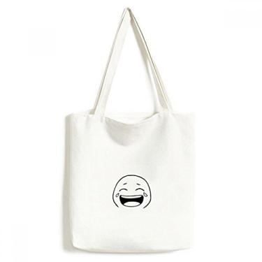 Imagem de Laugh Cry Bolsa de lona preta com estampa feliz bolsa de compras casual