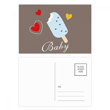 Imagem de Cartão postal coração azul picolé doce sorvete conjunto de cartões postais de aniversário cartão de agradecimento