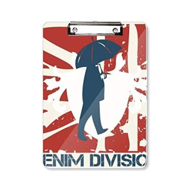 Imagem de Bloco de notas vermelho azul padrão guarda-chuva grafite rua prancheta pasta escrita placa de suporte A4