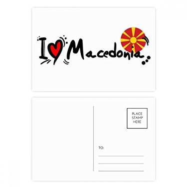 Imagem de I Love Macedonia Palavra Bandeira Love Coração Ilustração Cartão Postal Aniversário Mailing Cartão de felicitações