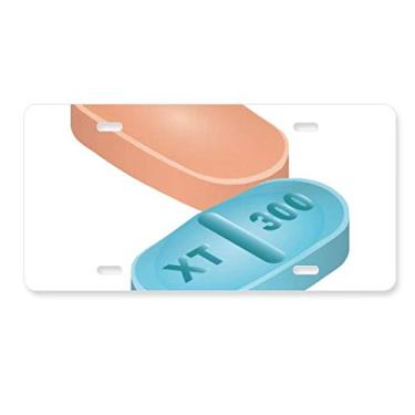 Imagem de DIYthinker Produtos de cuidados de saúde, ilustração de comprimidos, placa de licença decoração de aço inoxidável para automóveis