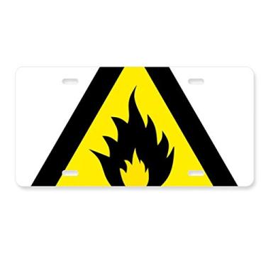 Imagem de DIYthinker Símbolo de aviso amarelo preto fogo triângulo placa decoração aço inoxidável automóvel etiqueta
