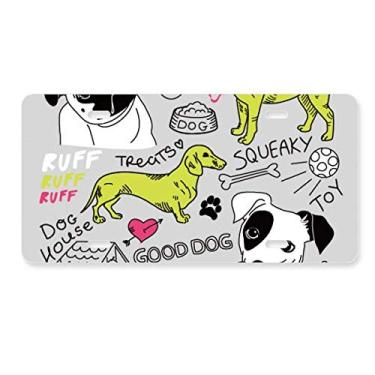 Imagem de DIYthinker Texto de desenho animado de cachorro, brinquedo, ilustração, placa de carro, acessório de aço inoxidável