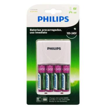 Imagem de Carregador De Pilhas Philips Scb2445nb Com 4 Pilhas Aa 2450Mah