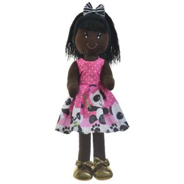 Boneca de Pano Nina com Roupa tema Sereia - Negra