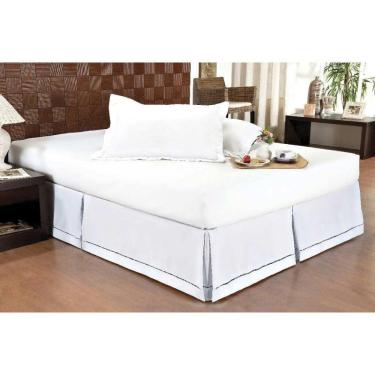 Imagem de Saia Cama Box Queen Babado Ponto Palito Branco (160x200) - Ortobom