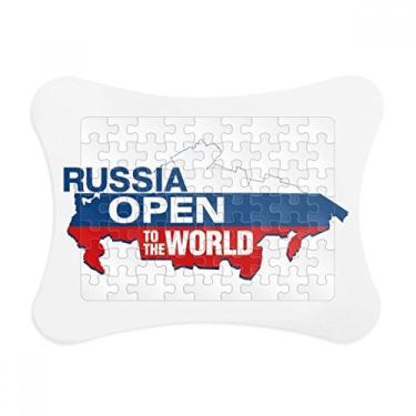 Imagem de Enfeite de quebra-cabeça com mapa da bandeira aberta ao mundo da Rússia