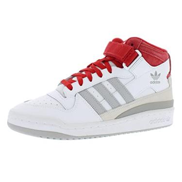 Imagem de adidas Originals Tênis masculino Forum Mid, Calçado Branco/Escarlate/Cinza Dois, 7.5