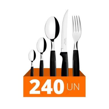 Imagem de Faqueiro Ipanema 240 Peças Lâminas Em Aço Inox Cabo Preto Ptop - Tramontina