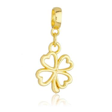 Imagem de Pingente Berloque Trevo 4 Folhas Pandora Banhado a Ouro 18k