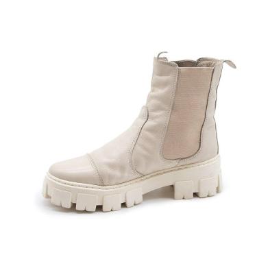 Imagem de Bota Chelsea Tratorada Feminina Couro Plataforma Confortavel Dia a Dia