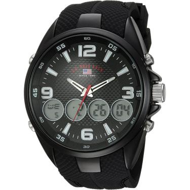 Imagem de U.S. Polo Assn., Relógio Masculino Analógico de Quartzo com Pulseira de Borracha, Preto