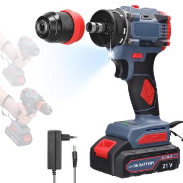 Imagem de Furadeira de lítio 21V 2 em 1 Chave de fenda elétrica Ferramenta elétrica multifuncional 55Nm Torque Motor sem escova Chave de fenda prática para eletrodomésticos Instalação de móveis Reparação de