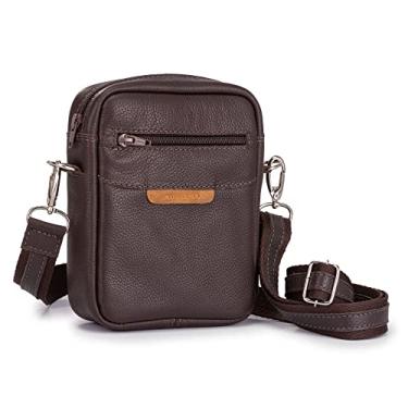 Imagem de Mini Bolsa Shoulder Bag Couro Legítimo Tiracolo Transversal (MARROM ESCURO)