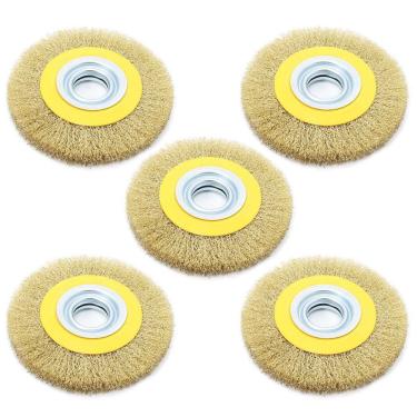 Imagem de 5 Escovas Rotativa Circular Latonada 6 X 1" P/ Motoesmeril