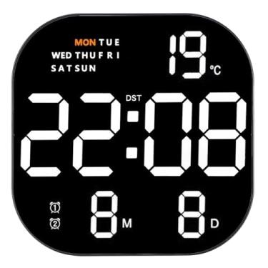 Imagem de Relógio de Parede Eletrônico, Tela Grande de 5V LED Relógio Digital Com Brilho Ajustável Relógio de Calendário Multifuncional Com Controle Remoto para Sala de Estar (Luz Branca
