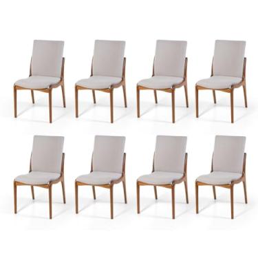 Imagem de Conjunto 8 Cadeiras de Jantar Estofada em Madeira Garbo Cinza Claro – Straub Web