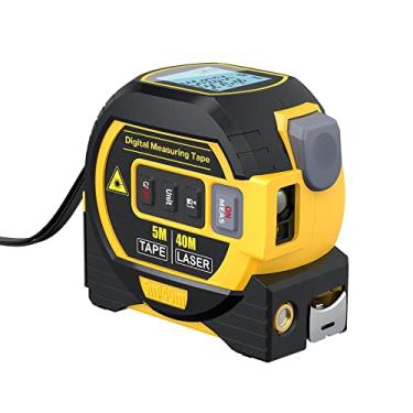Imagem de 3 em 1 Laser Rangefinder 5m Fita Métrica Régua Display LCD com Retroiluminação Medidor de Distância Dispositivo de Medição de Edifício Área Volumes Equipamento de Agrimensura
