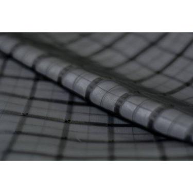 Imagem de Cortina Quarto Voal Xadrez Preto Com Forro Branco 4,00X2,50