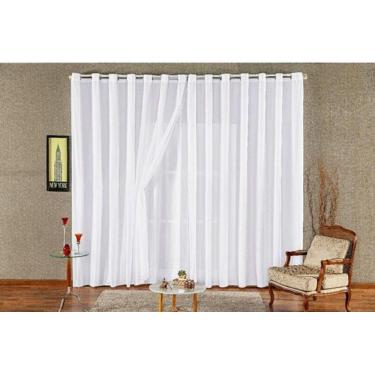 Imagem de Cortina Quarto Sala Voal Liso Com Forro Branco 3,00X2,20M