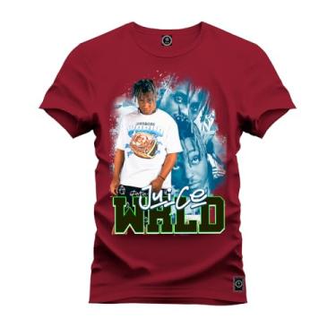 Imagem de Camiseta Plus Size Premium 100% Algodão Estampada Shirt Unissex Juice Wrld Bordo G3