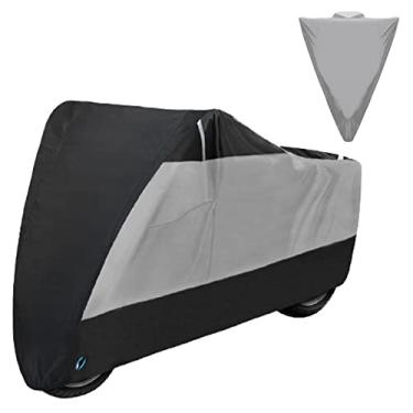 Imagem de WHYUNM26 Capa de chuva à prova d'água para motocicleta capa de chuva universal refletora segura UV scooter todas as estações capa à prova de poeira para moto, cinza, 2GG (comprimento 245 cm)