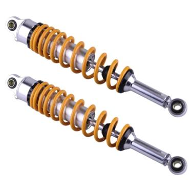 Imagem de Mallofusa Amortecedores de ar universais de 380 mm 38.0 cm suspensão traseira ajustável apto para Kawasaki Honda Suzuki Yamaha Go Kart Quad Dirt Sport Bikes Amarelo 1 par