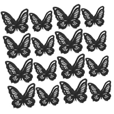 Imagem de 30 peças de tecido de borboleta bordado de renda borboletas apliques remendos cruzados enfeites casaco transparente desenhos animados roupas remendos faça você mesmo fio de poliéster 3d substituível