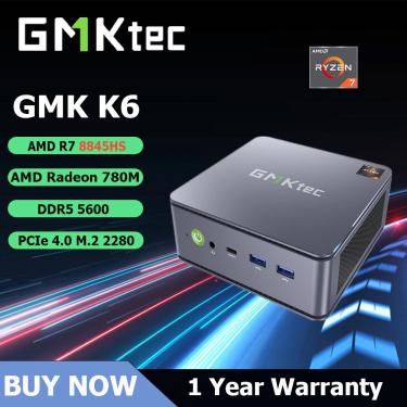 Imagem de GMKtec-Gaming Mini PC Desktop  K6  AMD  R7  7840HS  8 núcleos  16 thread  16 thread  32GB  DDR5