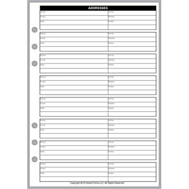Imagem de Refil de nome e endereço de tamanho A5, dimensionado e perfurado para cadernos A5 de 6 anéis por Filofax, TMI e outros. Tamanho da folha 148 mm x 210 mm. Verifique o seu encadernador para ter certeza